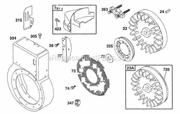 Blower Hsg Flywheels Diagram and Parts List for 176452-0049-01  Briggs and Stratton Engine